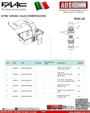 Partes de Reemplazo Operador Para Puerta Abatible Enterrado Marca Faac MOD.760 FAAC, ADS Puertas y Portones Automaticos S.A. de C.V.